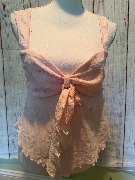 Cider Tops - Cider Pale Pink Tie-Front Sleeveless Top